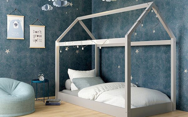 LPD Hickory Wooden Kids Bed, Single, Grey