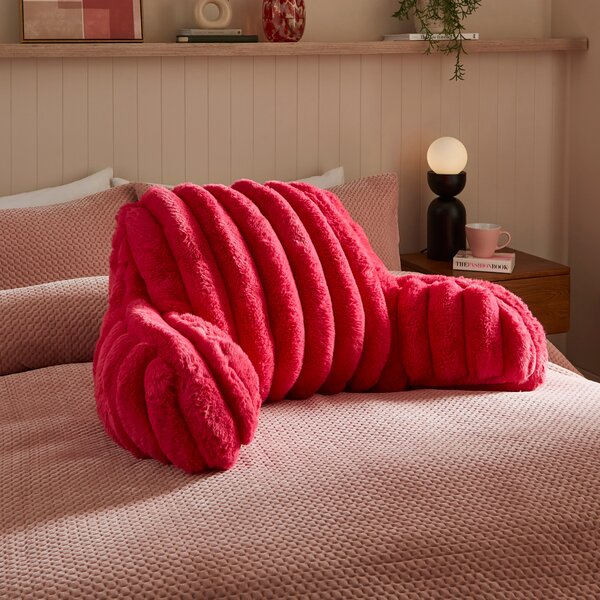 Ribbed Fur Cuddle Cushion Pink