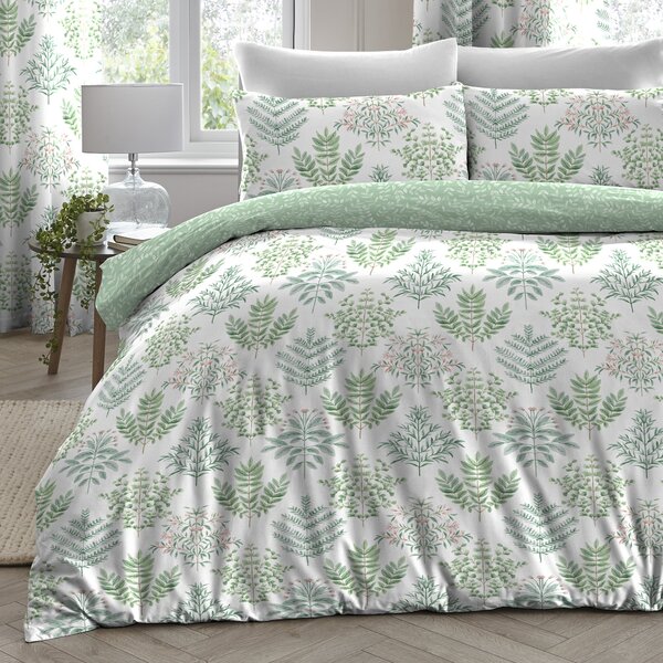 Dreams and Drapes Emily Reversible Duvet Cover and Pillowcase Set Green