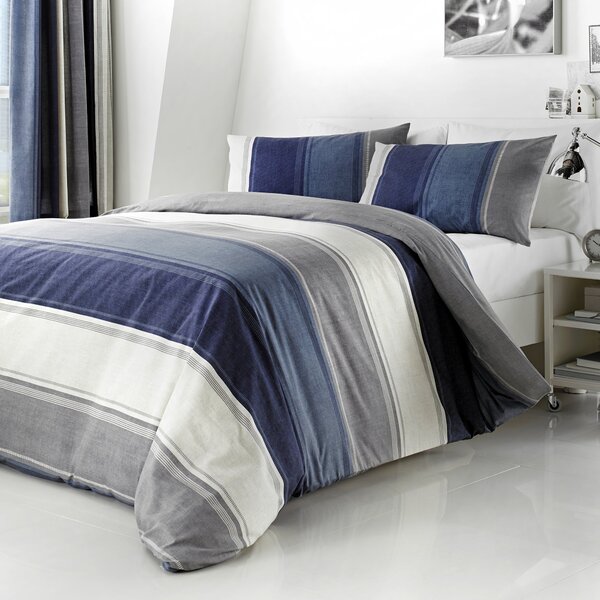 Fusion Betley Duvet Cover and Pillowcase Set Blue