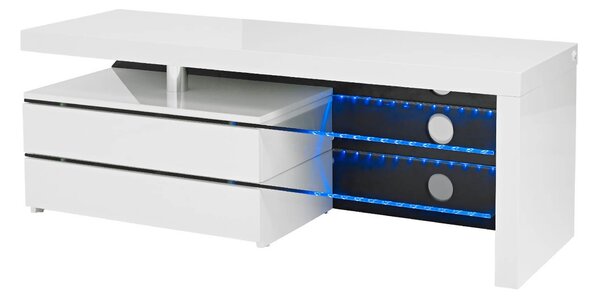 Milano White TV Stand with LED Lights White