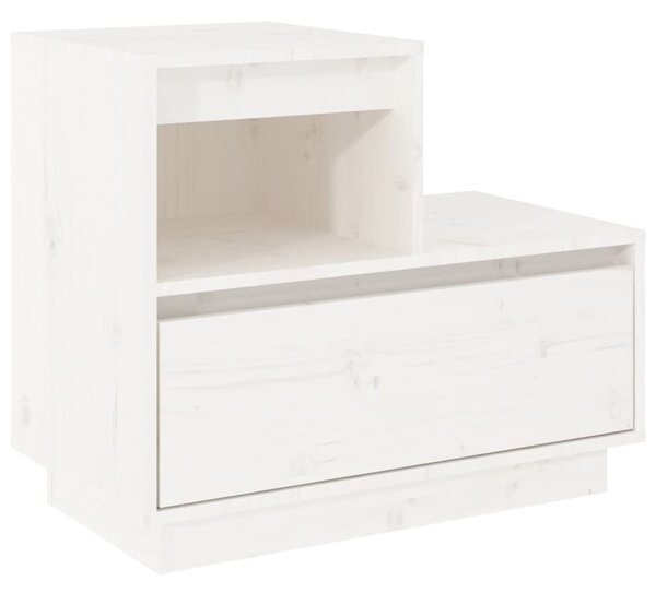 Bedside Cabinet White 60x34x51 cm Solid Wood Pine