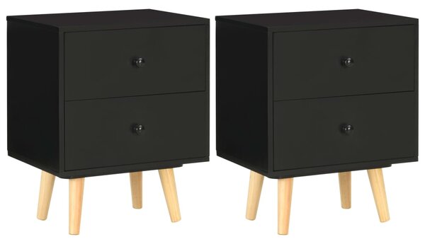 Bedside Cabinets 2 pcs Black 40x30x50 cm Solid Pinewood