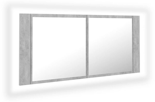 LED Bathroom Mirror Cabinet Concrete Grey 100x12x45 cm Acrylic