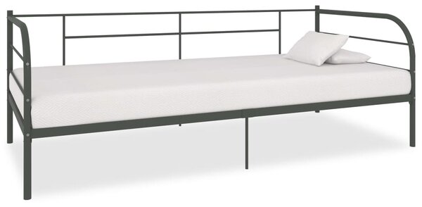 284674 DayBed Frame without Mattress Grey Metal 90x200 cm