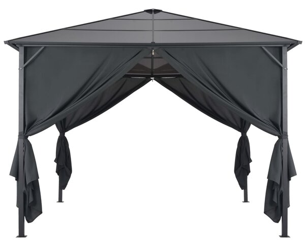 Gazebo with Curtain Aluminium 3x3 m Black