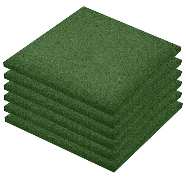 Fall Protection Tiles 6 pcs Rubber 50x50x3 cm Green