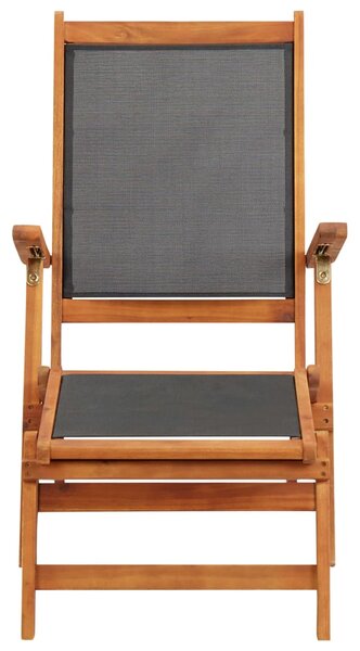 Outdoor Deck Chair Solid Acacia Wood and Textilene