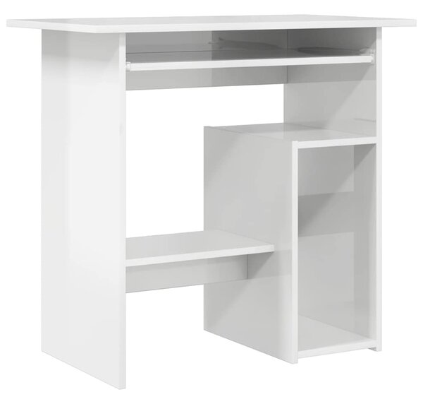 Desk High Gloss White 80x45x74 cm Engineered Wood