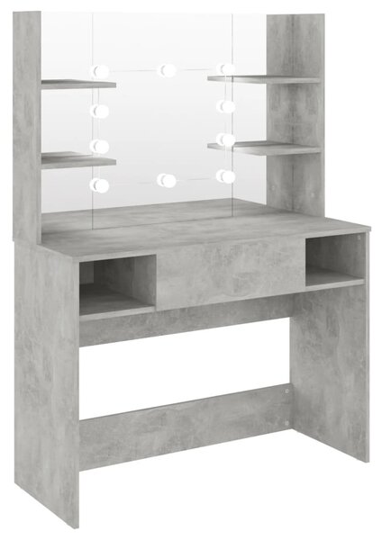 Makeup Table with LED Lights 100x40x135 cm MDF Concrete Grey