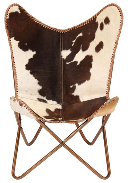 Butterfly Chair Brown and White Genuine Goat Leather