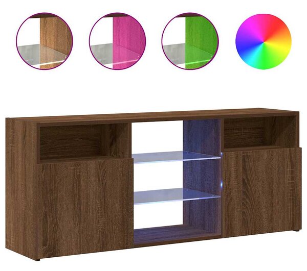 TV Cabinet with LED Lights Brown Oak 120x30x50 cm