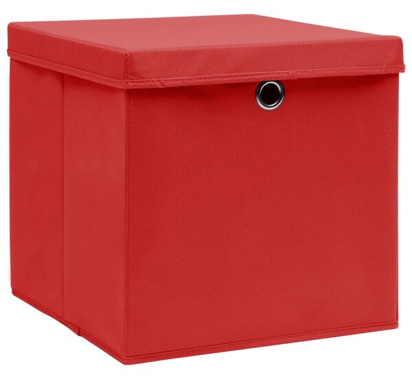 Storage Boxes with Lids 4 pcs Red 32x32x32 cm Fabric