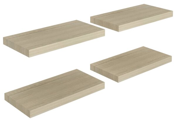 Floating Wall Shelves 4 pcs Oak 50x23x3.8 cm MDF