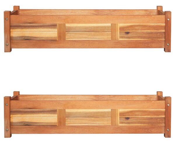 Garden Raised Beds 2 pcs Acacia Wood 100x30x25 cm