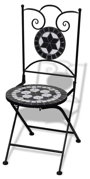 Folding Bistro Chairs 2 pcs Ceramic Black and White