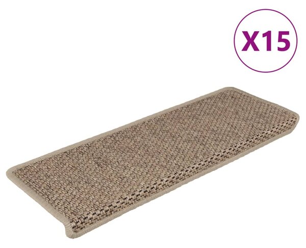 Stair Mats Self-adhesive Sisal-Look 15 pcs 65x21x4 cm Sand