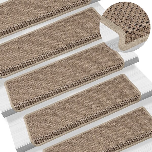 Stair Mats Self-adhesive Sisal-Look 15 pcs 65x21x4 cm Sand