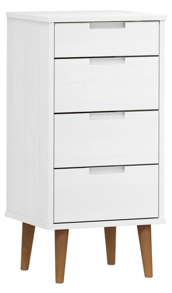 Drawer Cabinet MOLDE White 40x35x82 cm Solid Wood Pine