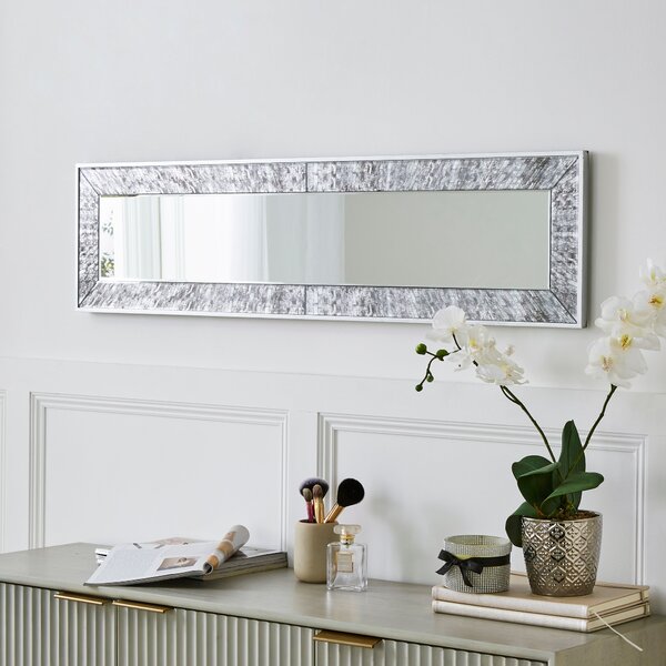 Luxe Tiled Rectangle Panel Wall Mirror Silver
