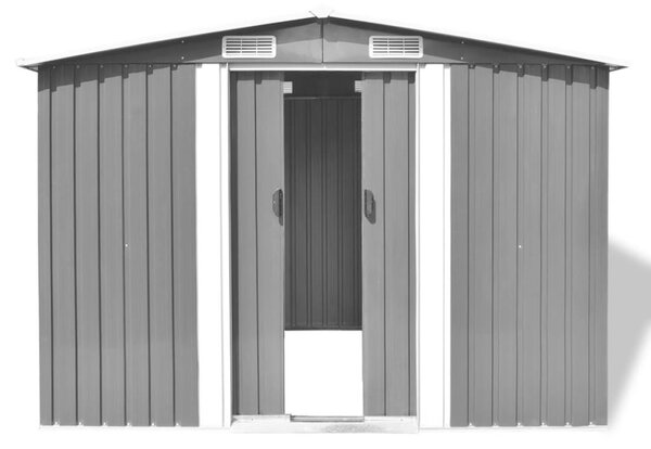 Garden Storage Shed Grey Metal 257x205x178 cm