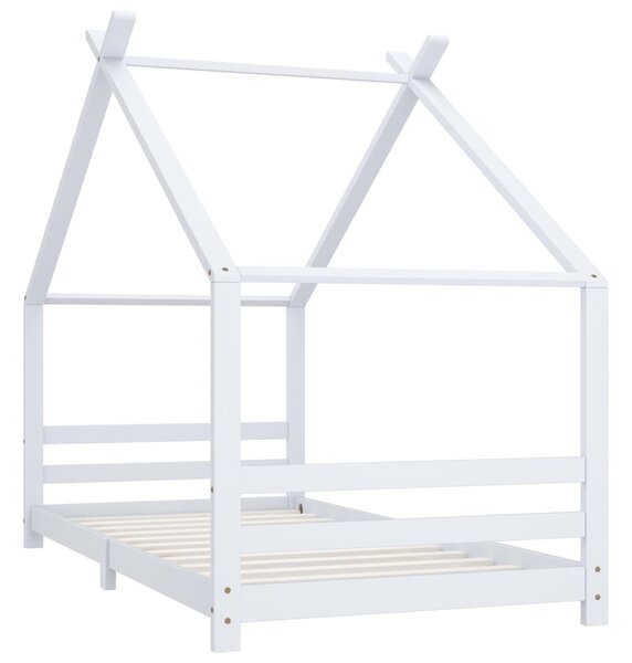 Kids Bed Frame White Solid Pine Wood 90x200 cm