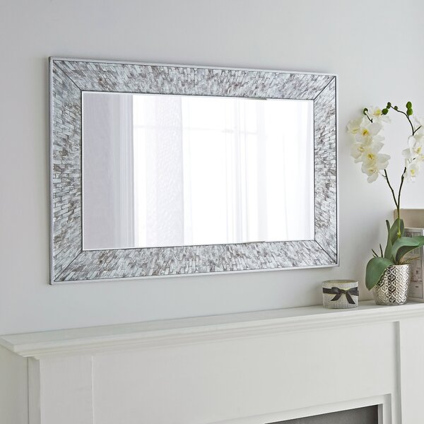 Luxe Tiled Over Mantle Wall Mirror Silver