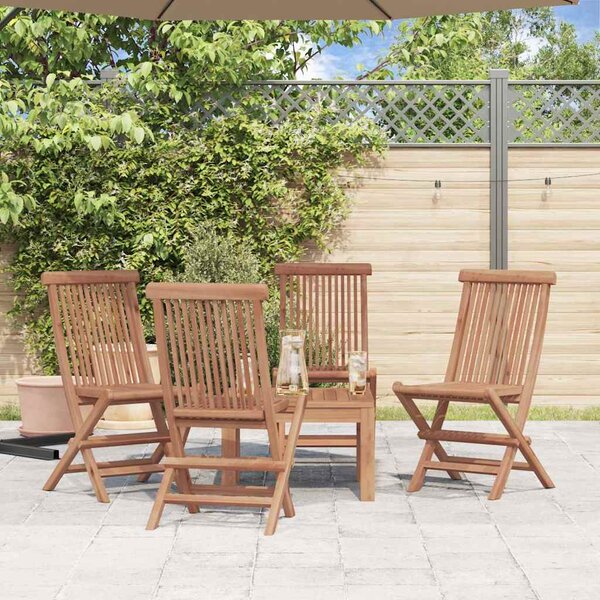 Folding Garden Chairs 4 pcs Solid Teak Wood