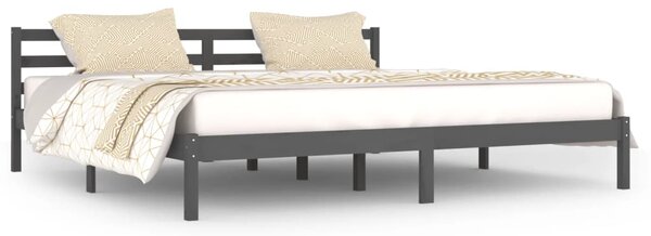 Bed Frame without Mattress Solid Wood Pine 200x200cm Grey