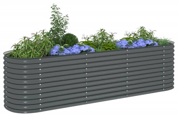 Garden Raised Bed 320x80x81 cm Galvanised Steel Grey