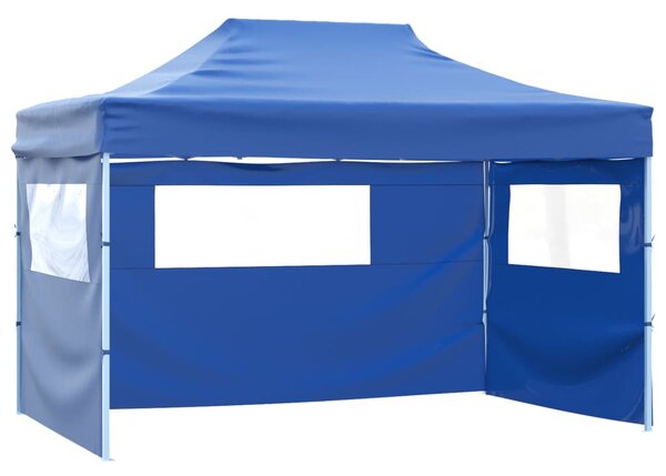 Foldable Tent Pop-Up with 4 Side Walls 3x4.5 m Blue