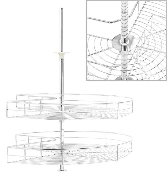 2-Tier Kitchen Wire Basket Silver 270 Degree 71x71x80 cm