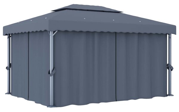 Gazebo with Curtain 4x3 m Anthracite Aluminium