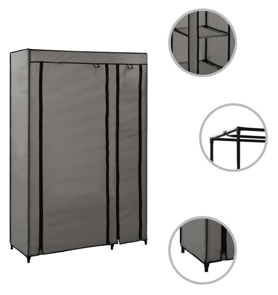 Folding Wardrobe Grey 110x45x175 cm Fabric