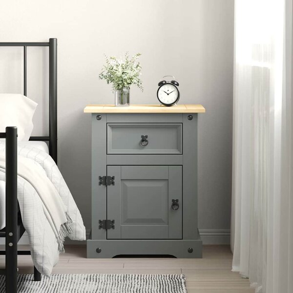 Bedside Cabinet Mexican Pine Corona Range Grey 53x39x66 cm