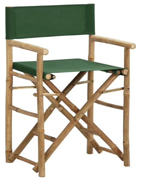 Folding Director's Chairs 2 pcs Green Bamboo and Fabric