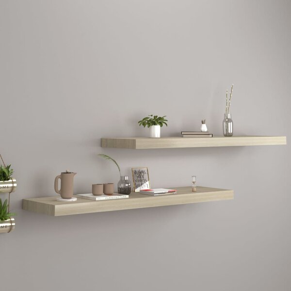 Floating Wall Shelves 2 pcs Oak 90x23.5x3.8 cm MDF