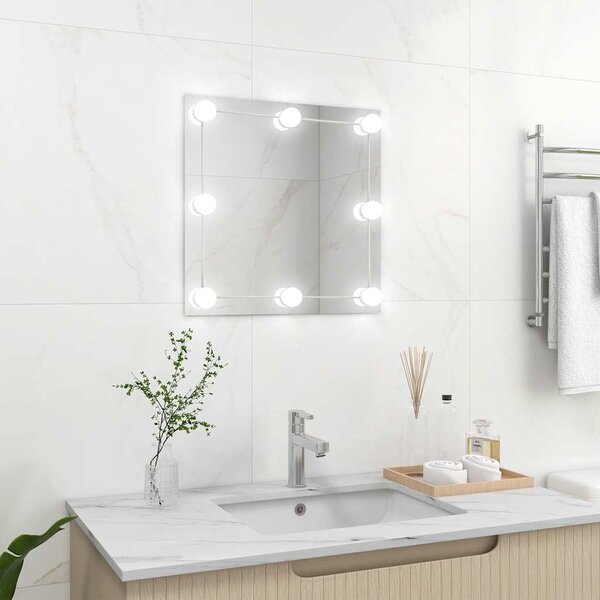 Wall Mirror with LED Lights Square Glass