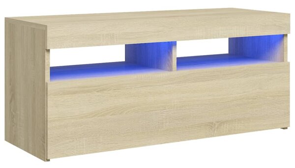 TV Cabinet with LED Lights Sonoma Oak 90x35x40 cm