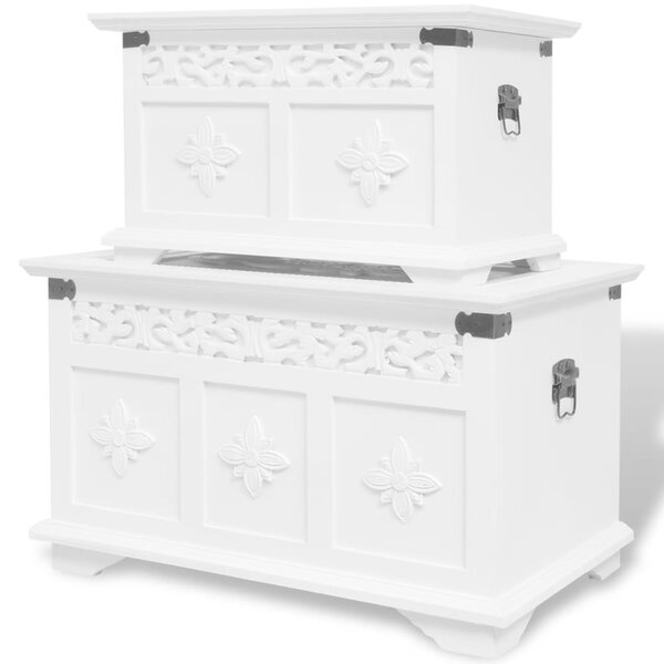 Two Piece Storage Chest Set White