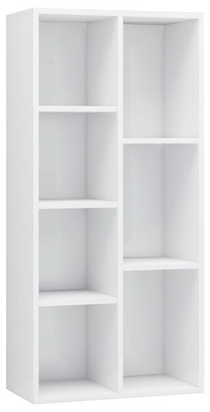 Book Cabinet High Gloss White 50x25x106 cm Engineered Wood