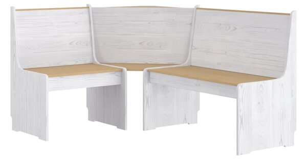 Corner Bench 151 cm Solid Wood Pine Honey Brown and White