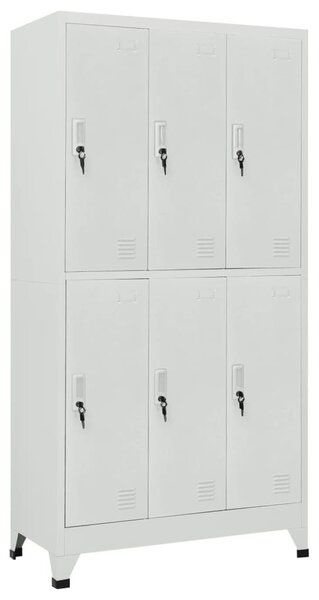 Locker Cabinet with 6 Compartments Steel 90x45x180 cm Grey