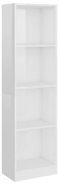 4-Tier Book Cabinet High Gloss White 40x24x142 cm Engineered Wood