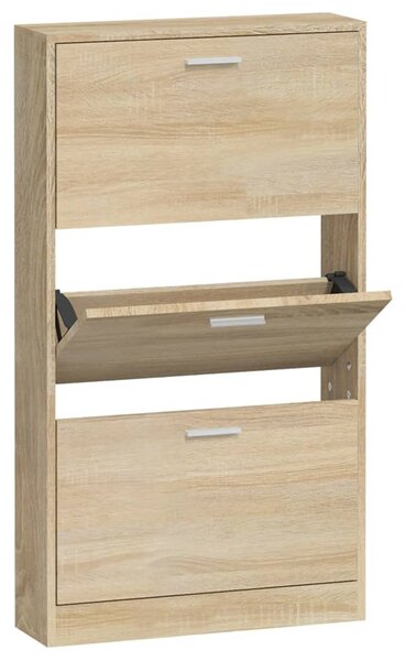 Shoe Cabinet Oak 59x17x108 cm Engineered Wood