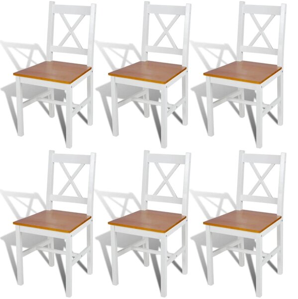 Dining Chairs 6 pcs White Pinewood