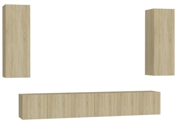 5 Piece TV Cabinet Set Sonoma Oak Engineered Wood