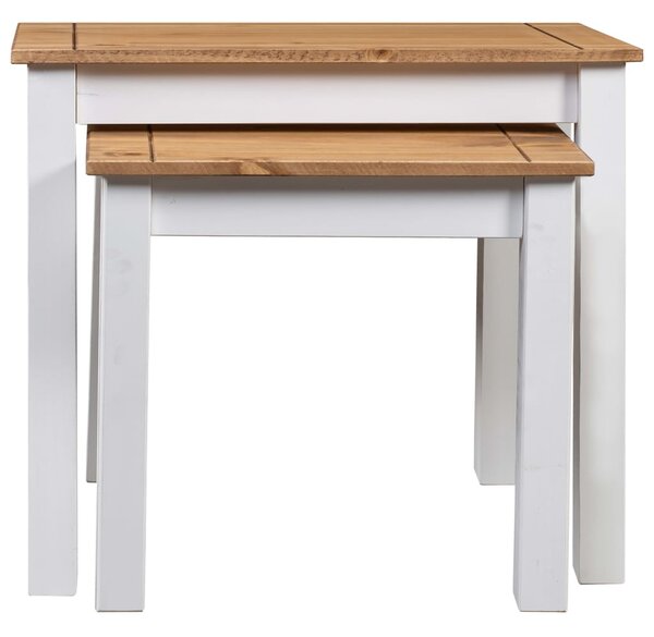 Nesting Tables 2 pcs White Solid Pine Wood Panama Range