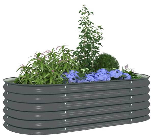 Garden Raised Bed 160x80x44 cm Galvanised Steel Grey