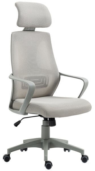Vinsetto Ergonomic Office Chair with Wheels, High Mesh Back & Adjustable Height for Home Office, Grey